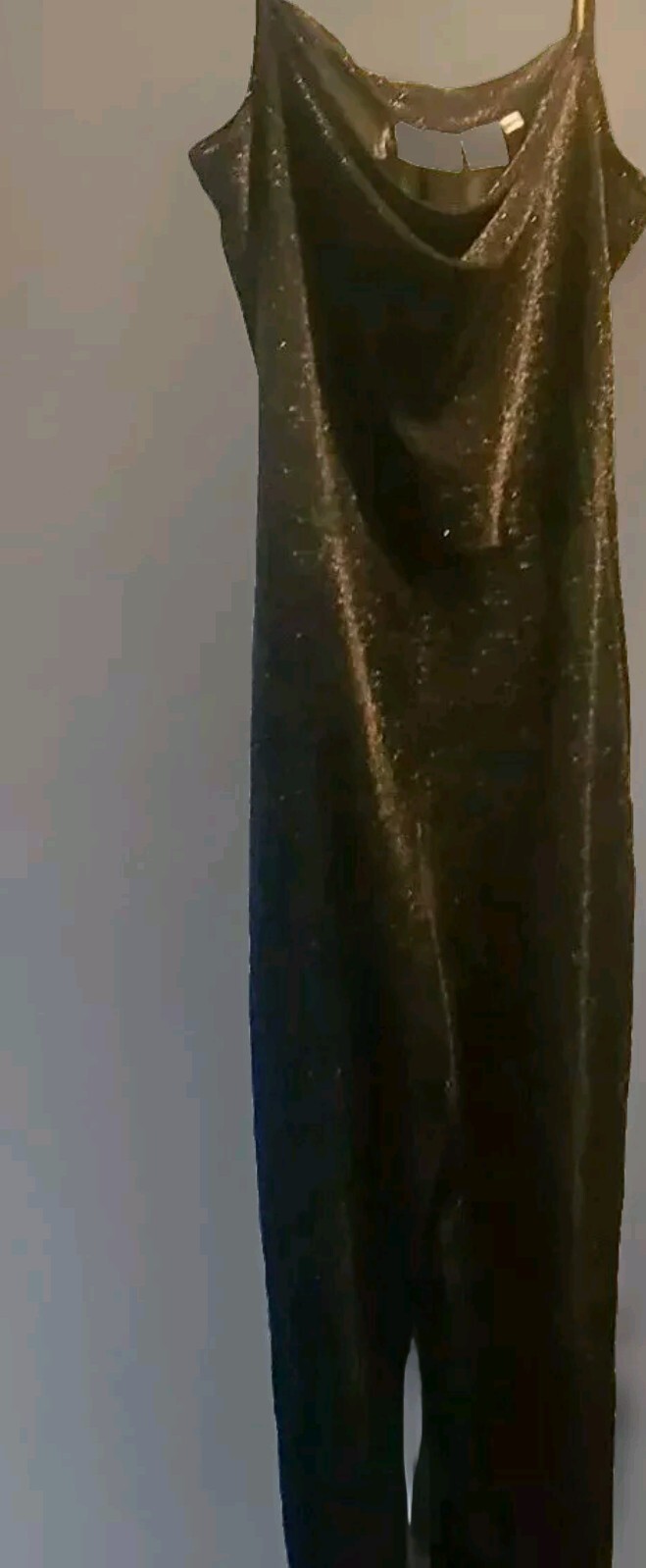 Newport News VTG Womens Medium Black Silver Metallic Glittery Jumpsuit Halloween