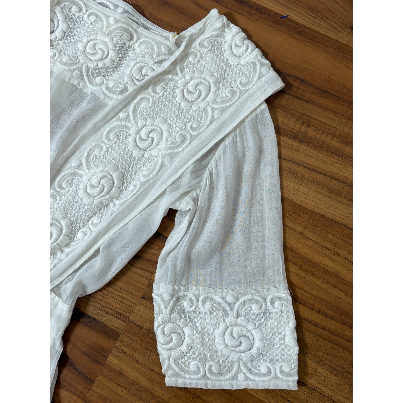 XXS Edwardian Antique Lawn Cotton Embroidered Dress