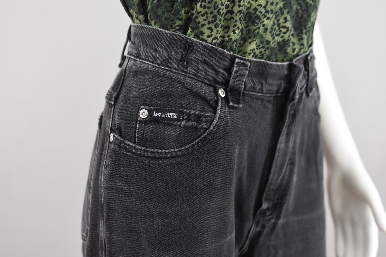 Vintage Lee Riveted Faded Black Back Buckle Jeans, Women’s 30×28