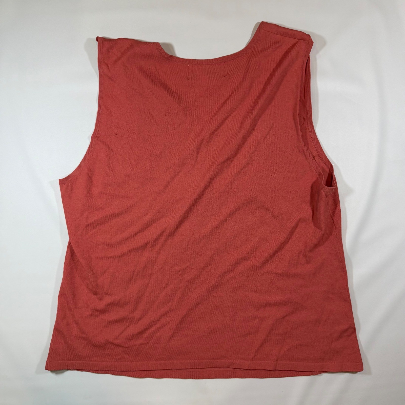 VTG St. Anthony Evening Beaded Peacock Top Womens 24W Coral Pink Sleeveless Knit