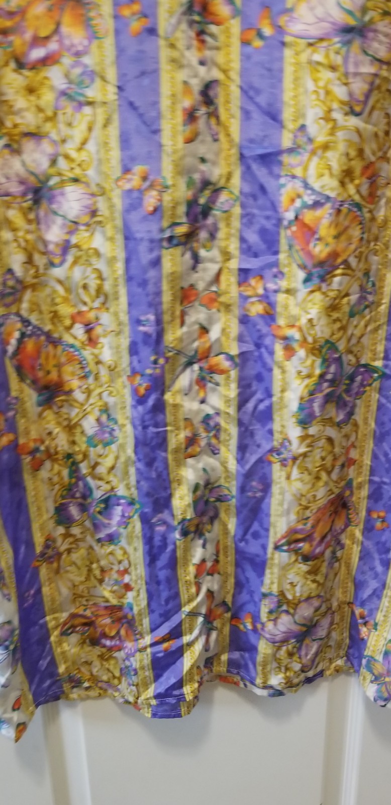 Vintage Ruth Norman New York Caftan Housecoat Dress Pullover Floral Butterfly L