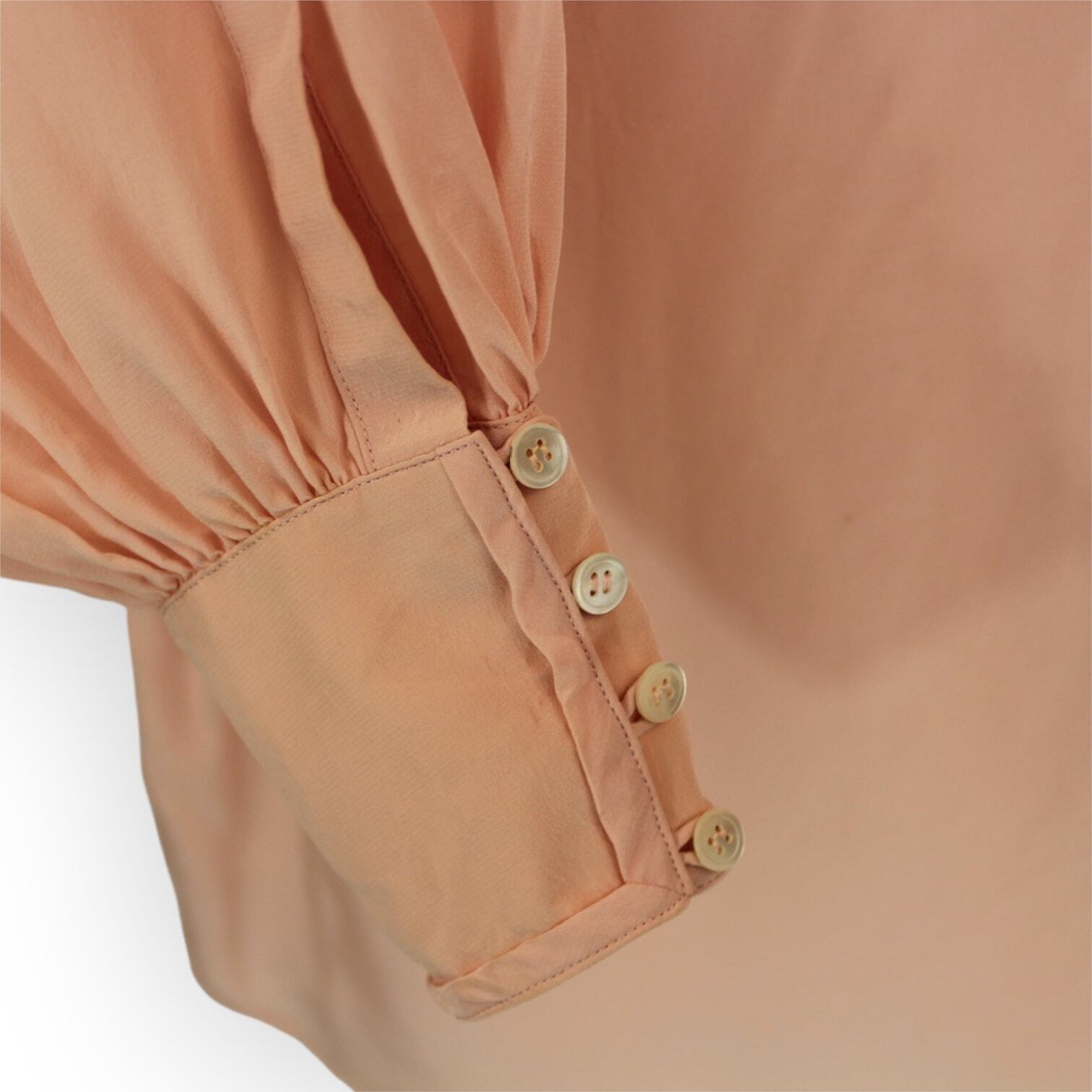 Baldanza Idée Force (S) 100% Silk Blouse Light Pink ShoulderPads 80s Business
