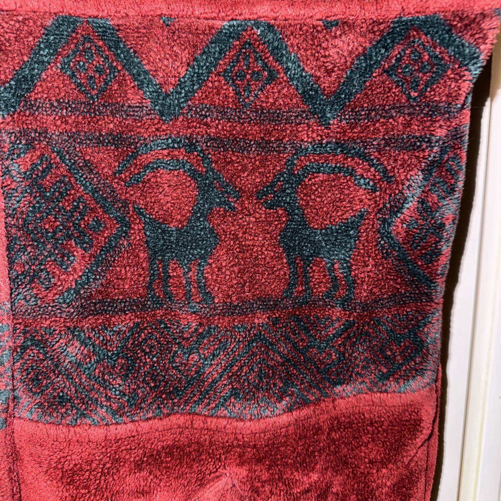 Vtg Mulberry Street Fleece Jacket Burgundy Southwestern Toggles Warm Women’s M