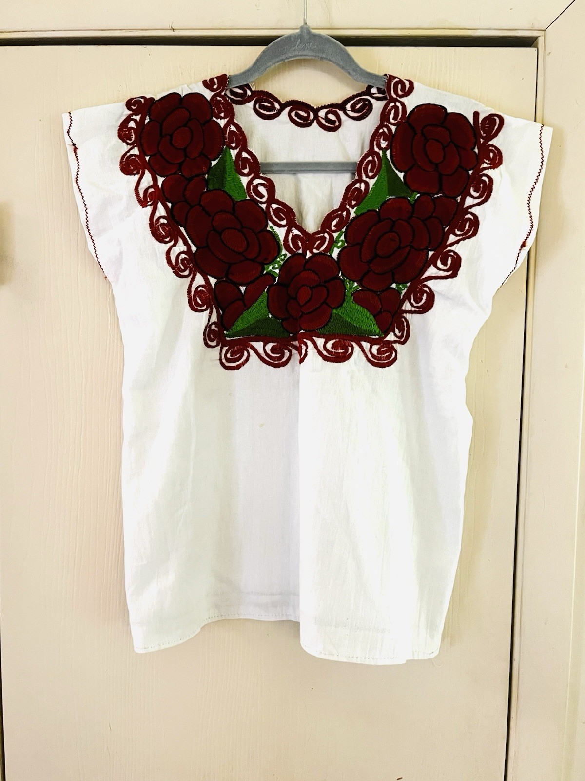 VTG 70s Handmade Mexican Oaxaca Boho Festival Embroidered Hippie Cotton Tunic S