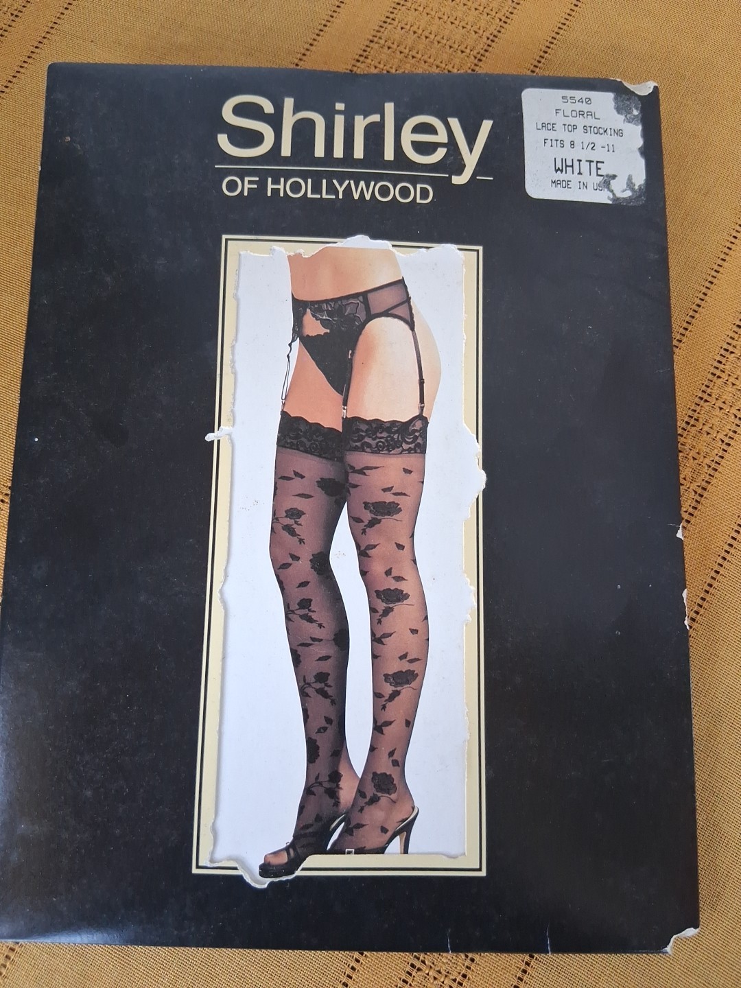 Shirley Of Hollywood White Floral Vintage Stocking Sexy