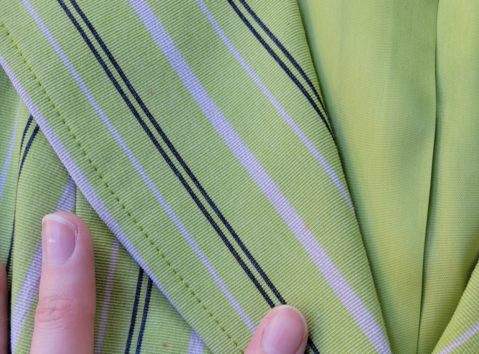 Nanette Lepore vintage 00s skirt suit jacket lime green stripe whimsy retro 0