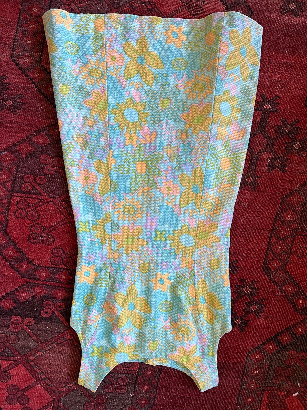 VTG 1960’s Green Pink Orange Damask Floral Shabby Chic Sun Mini Dress S M GREAT