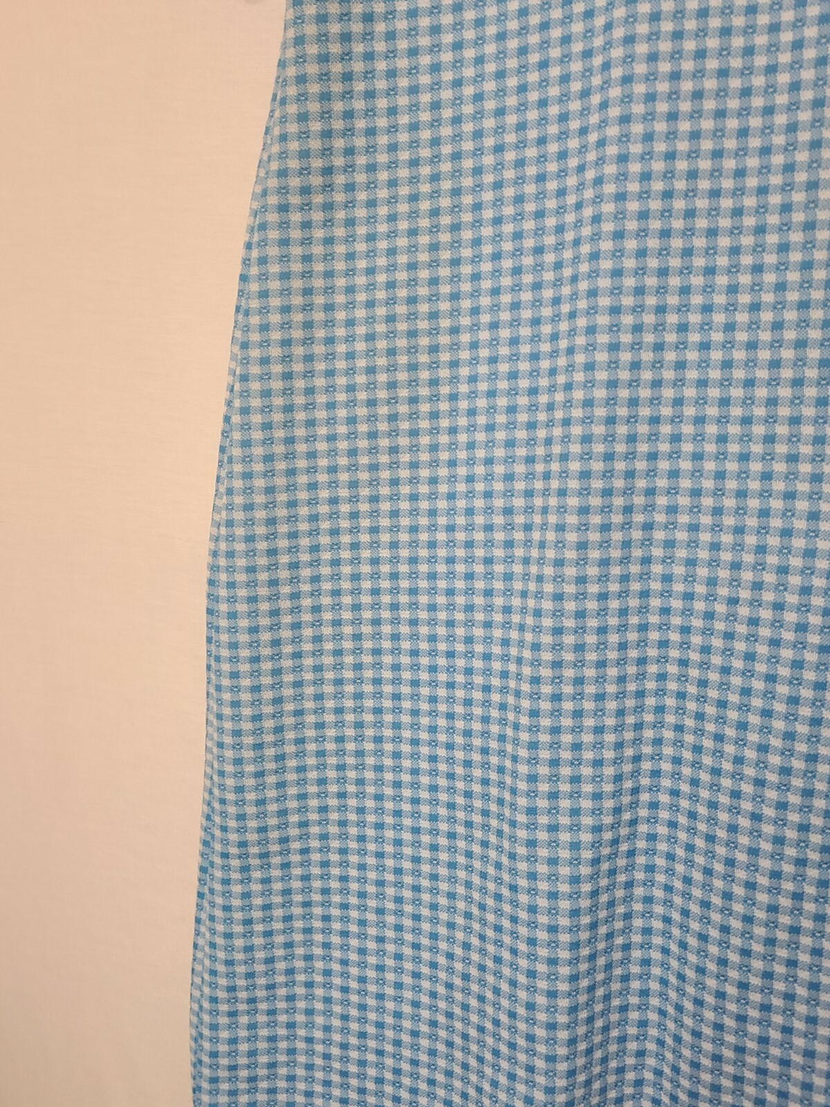 Vtg ‘70s A Nancy Frock Belted House Dress Blue/White Gingham Asymmetrical Button