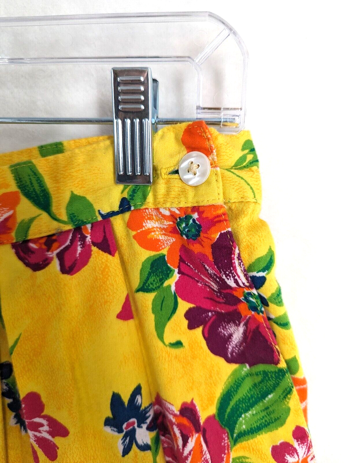 Talbots vintage women’s yellow floral cotton gaucho pants/ split skirt pockets