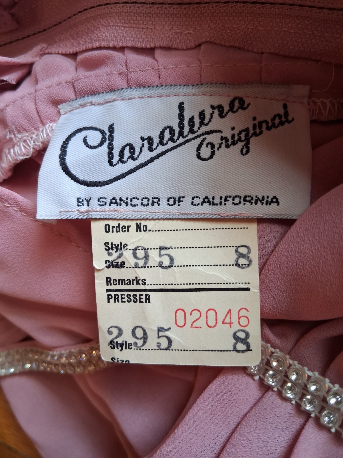 Vintage 1960s Midcentury Mod Claralura Rose Rhinestone Balletcore Cocktail Dress