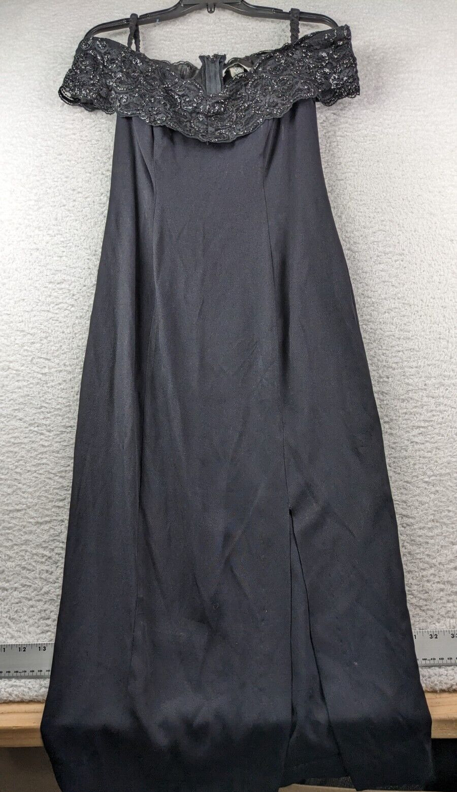 VTG HW Collections Dress Size 6 Black Evening Dress Sequin Bead Lace MADE USA