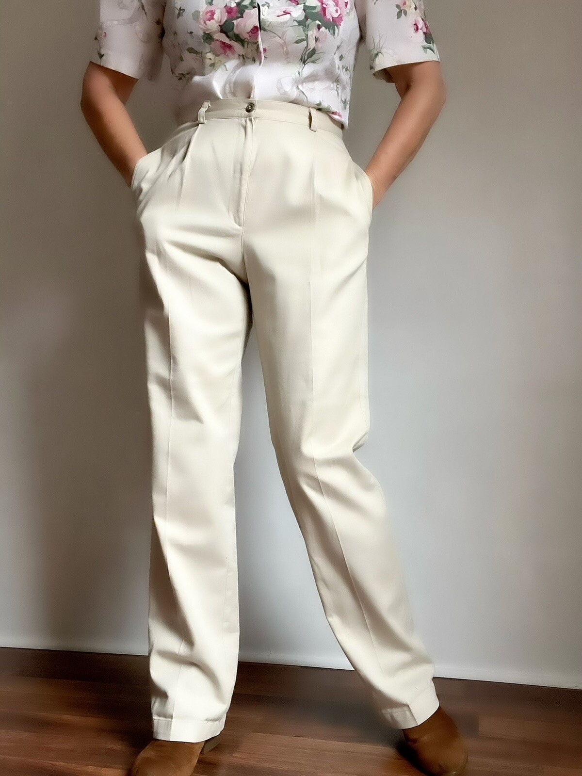 Vintage Beige Highwaisted Pleated Casual or Business Pants Vintage Highrise