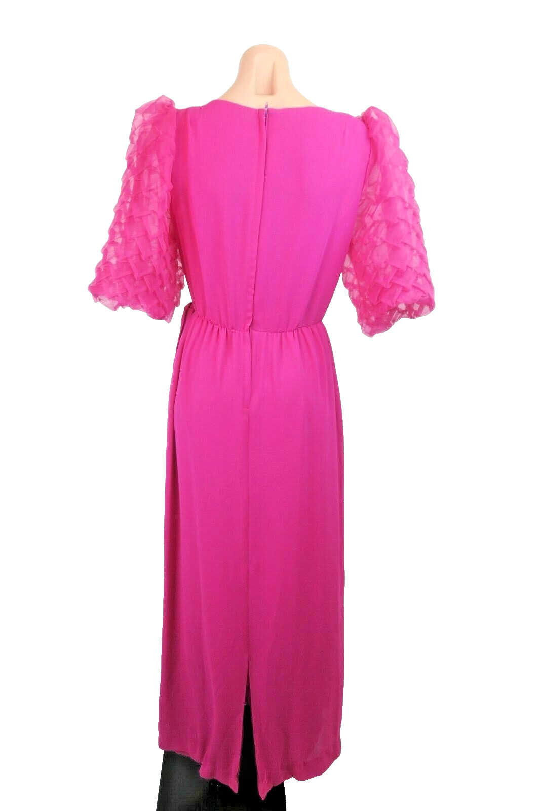 VTG MISS ELLIETTE 12 Pink Gown Pageant Wedding BOLD Pineapple Sleeve FORMAL Prom
