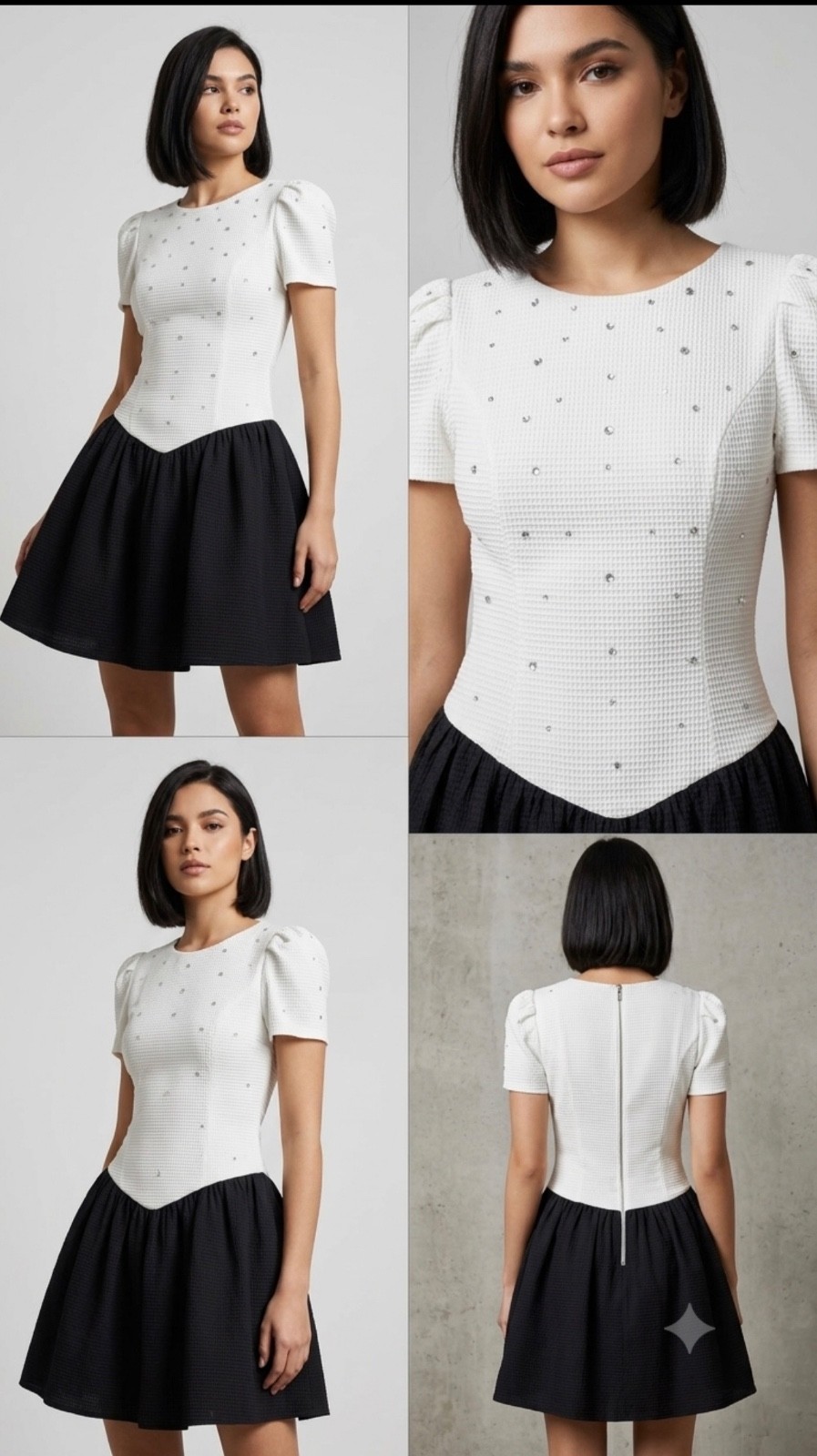 vintage morton myles dress М S black white cotton 80-90