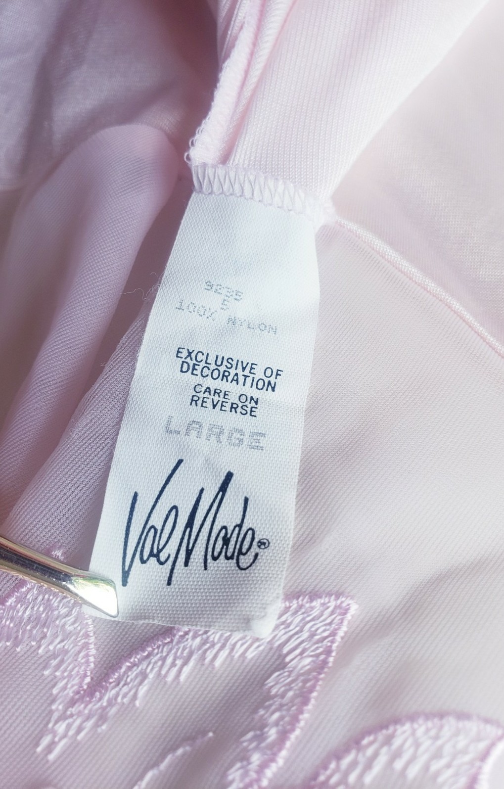 Vintage ValMode Pink Floral Chiffon Embroidered Nightgown Size Large Fairy Fem