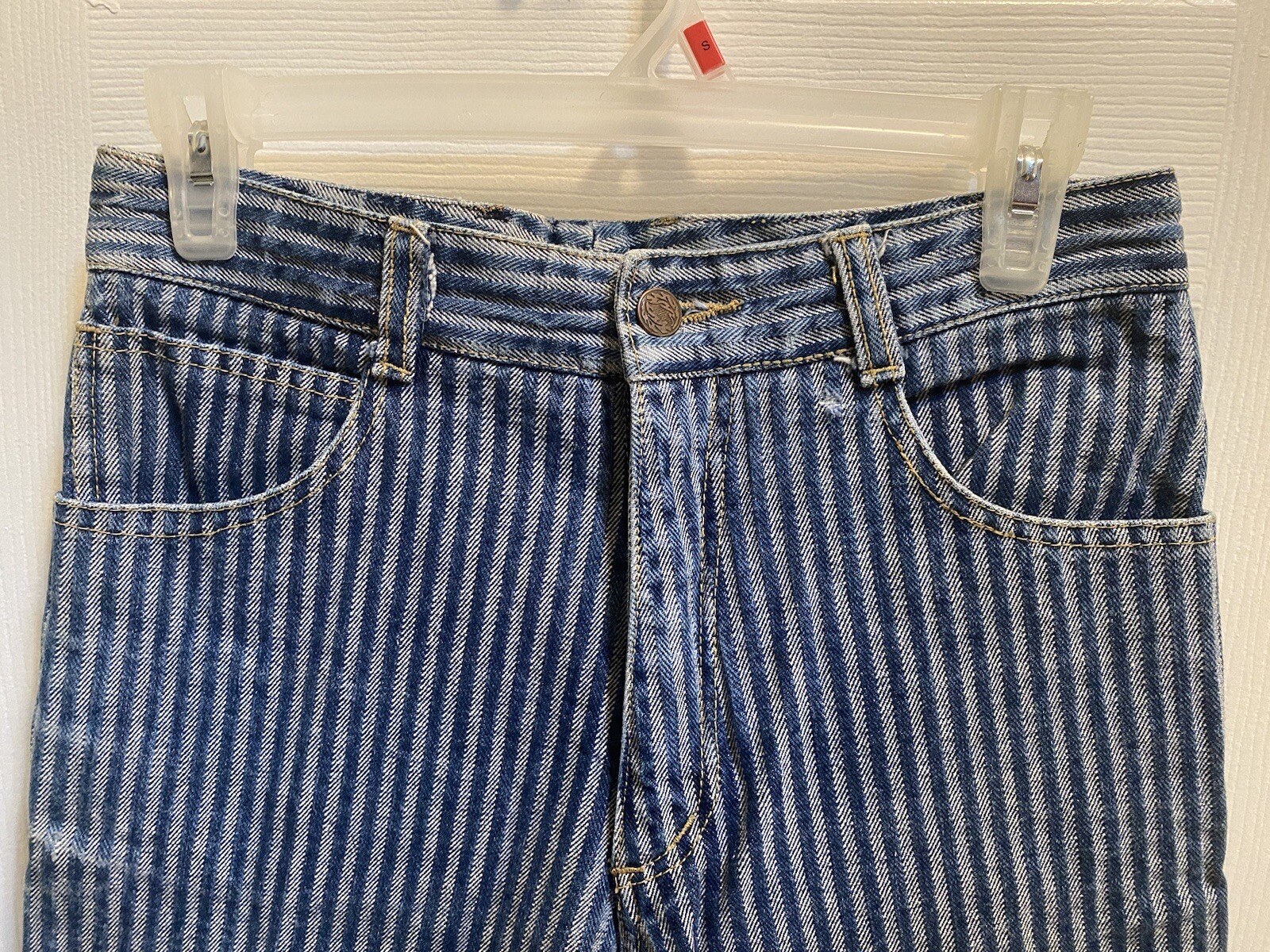 VTG 1980s High Waisted Striped GASOLINE JEANS | Paris, France | 100% Cotton | 28