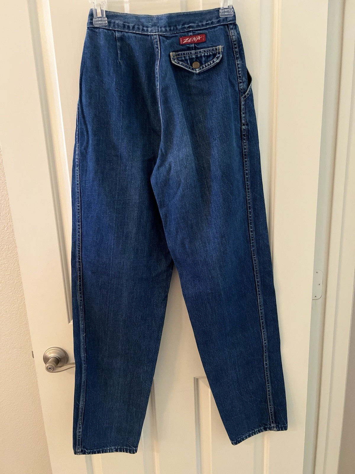 Zena Jeans Vintage Size 9 Dark Blue Pleated High Waisted Juniors, Preowned
