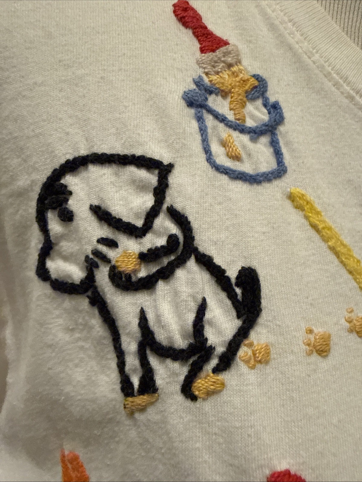 VTG 90s Swan Magic Hand Embroidered Shirt Sz Small Dog Party