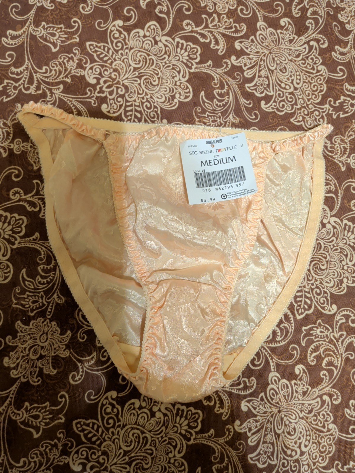 Vintage Sears Satin String Bikini Panties Size Medium