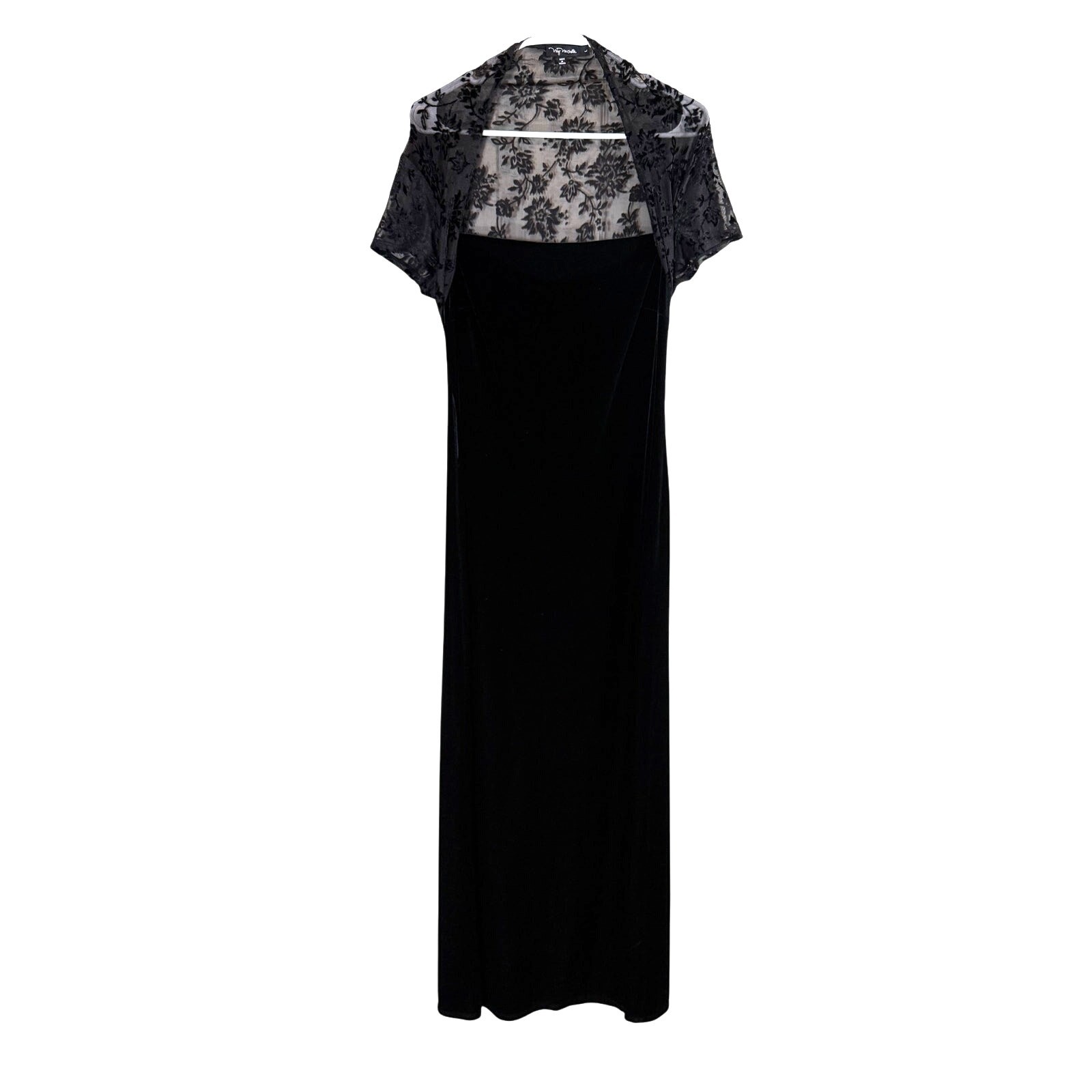 Vtg Y2K 90s My Michelle Black Burnout Velvet Maxi Dress Whimsigoth Fairy Grunge