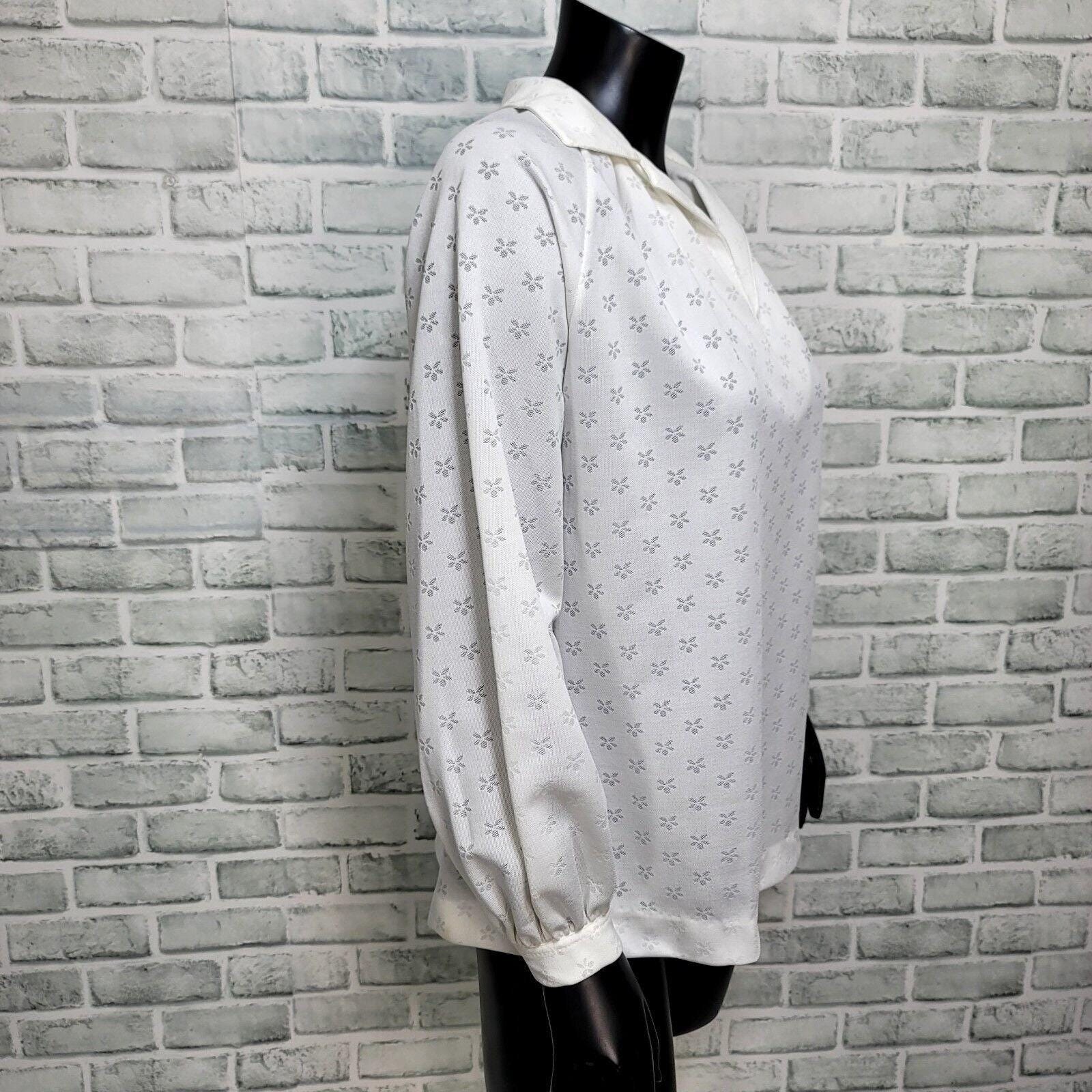 Vintage Alex Colman White Burnout Floral Tunic Blouse Pullover Top Cottagecore
