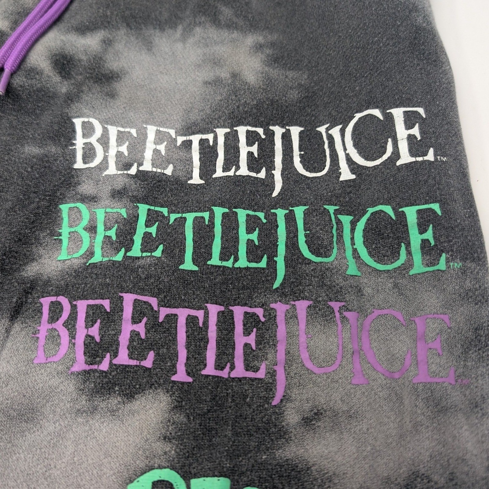 Beetlejuice Graphic Acid Wash Grey Sweatpants Joggers Strange & Unusual Size M