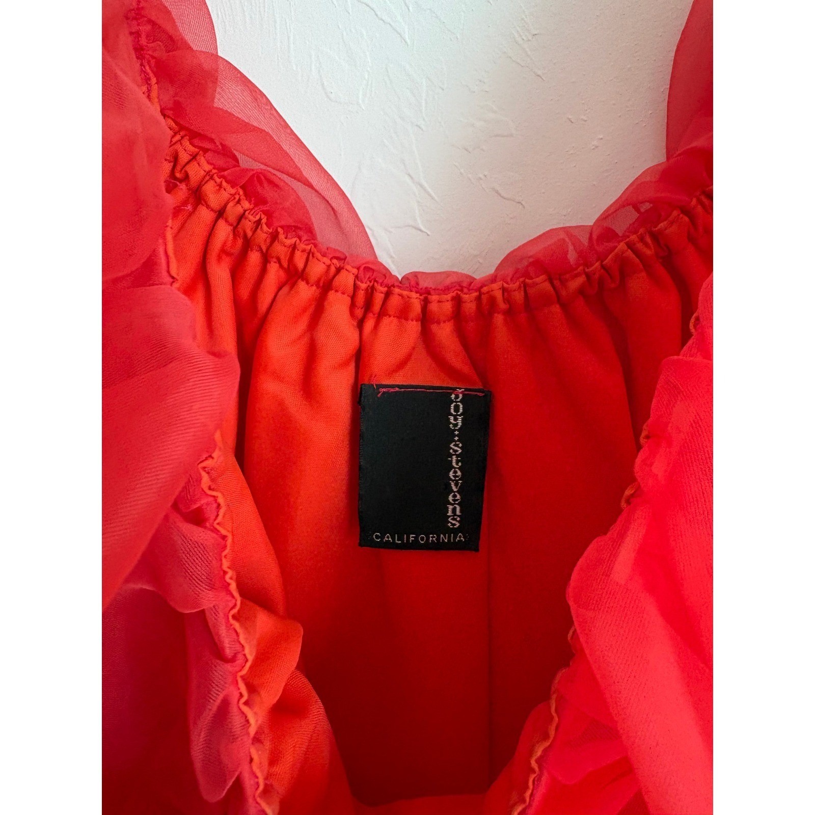 Vintage 80s Joy Stevens California Sheer Ruffle Blouse Romantic Coquette Retro