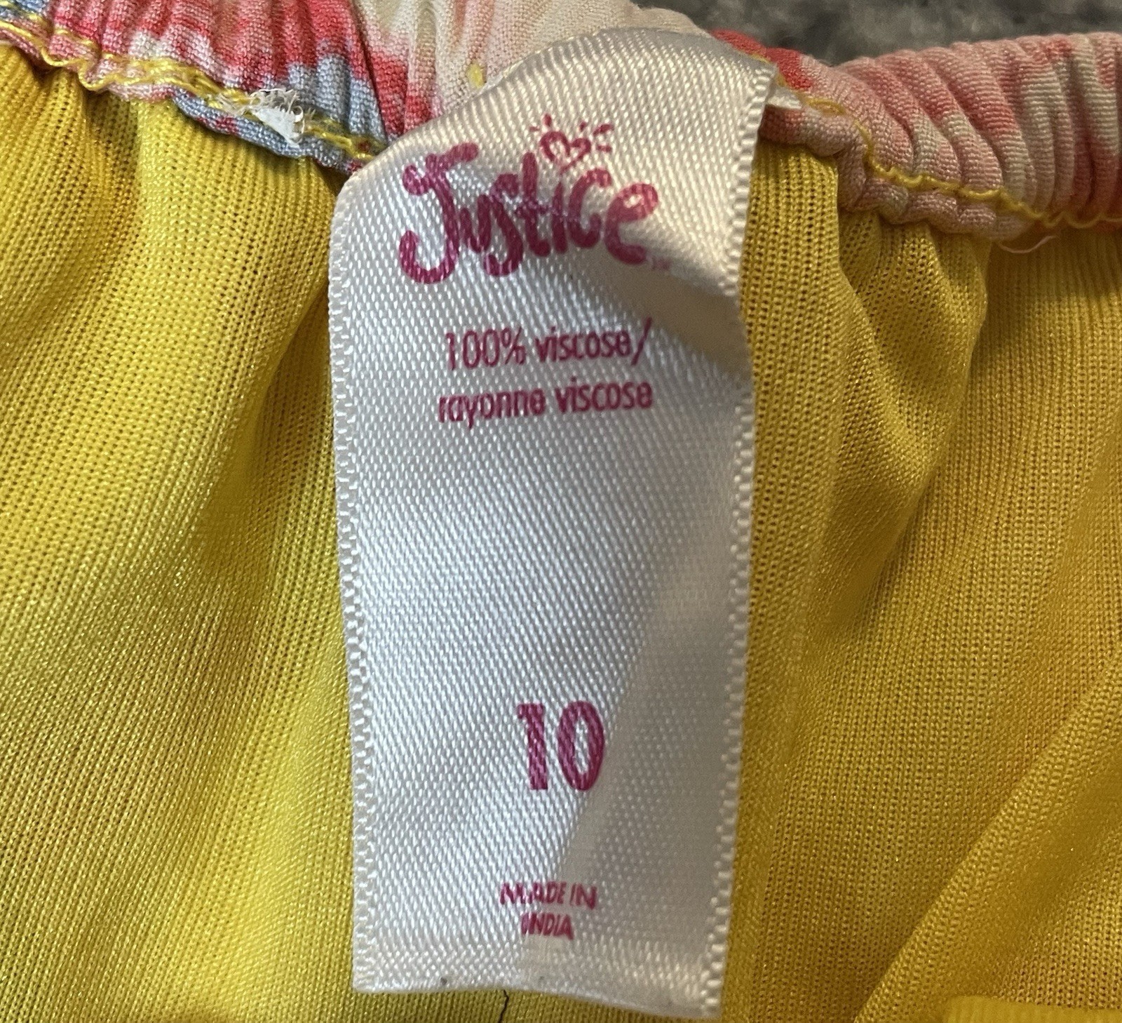 Vtg 90s JUSTICE Floral Midi Dress Juniors 10 Off The Shoulder Yellow Pink Boho