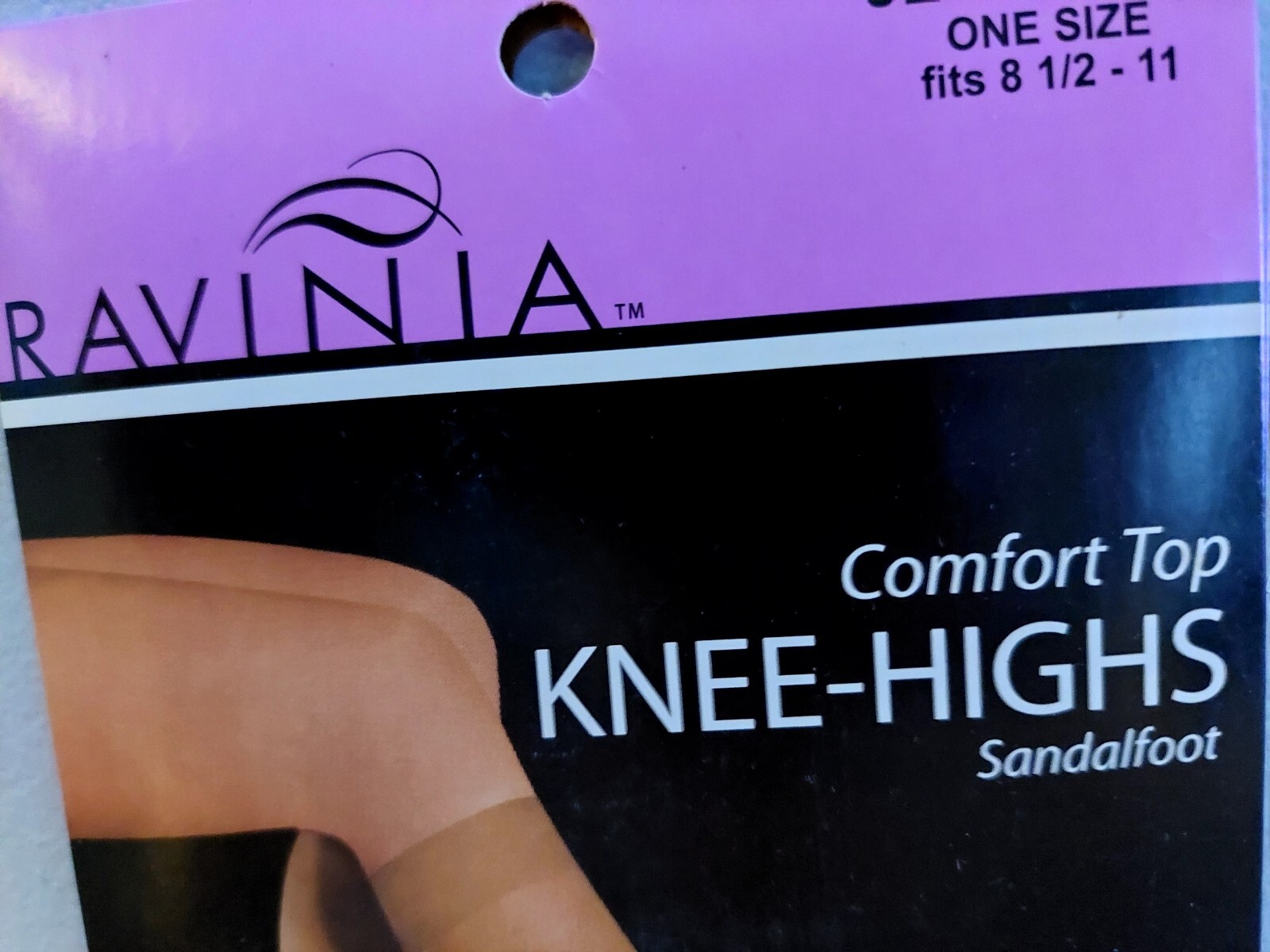 Vintage Pantyhose Ravinia Knee High Comfort Top Color Jet Black One Size BSDR1