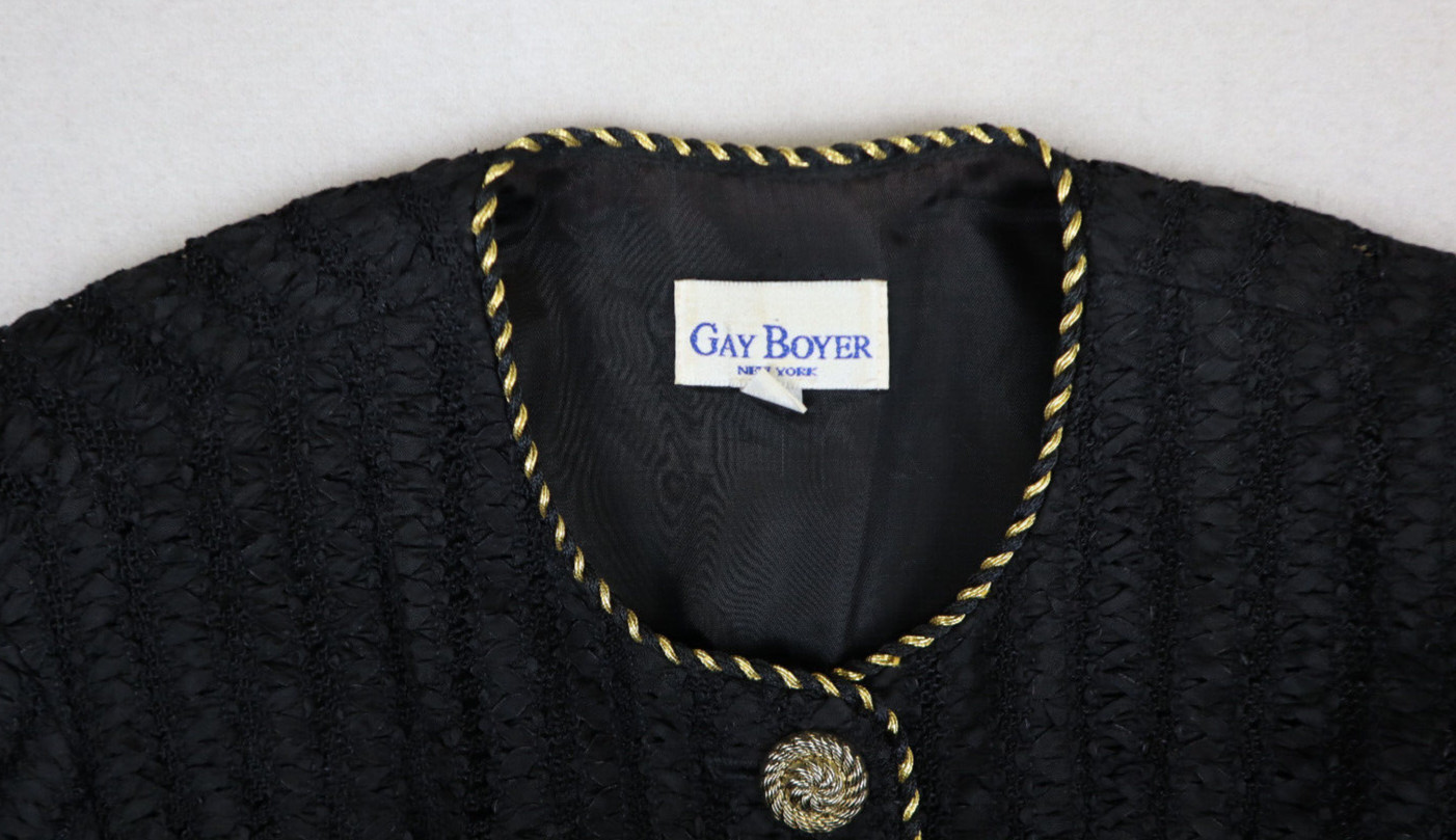 Vintage 80s Women’s Blazer Jacket Size 14 GAY BOYER Black Lace Whimsigoth