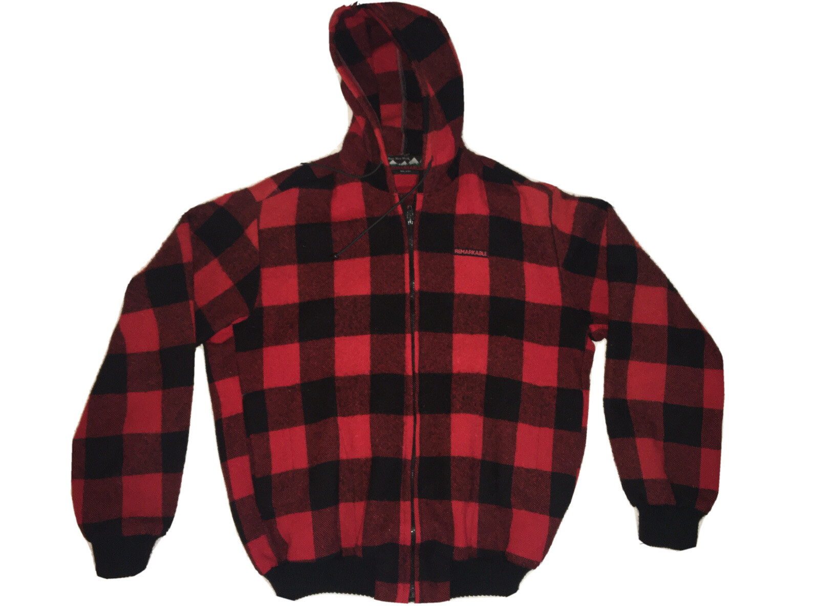 Remarkable 100% Wool checkevtg red Buffalo Plaid JACKET Hooded Os New Zealand