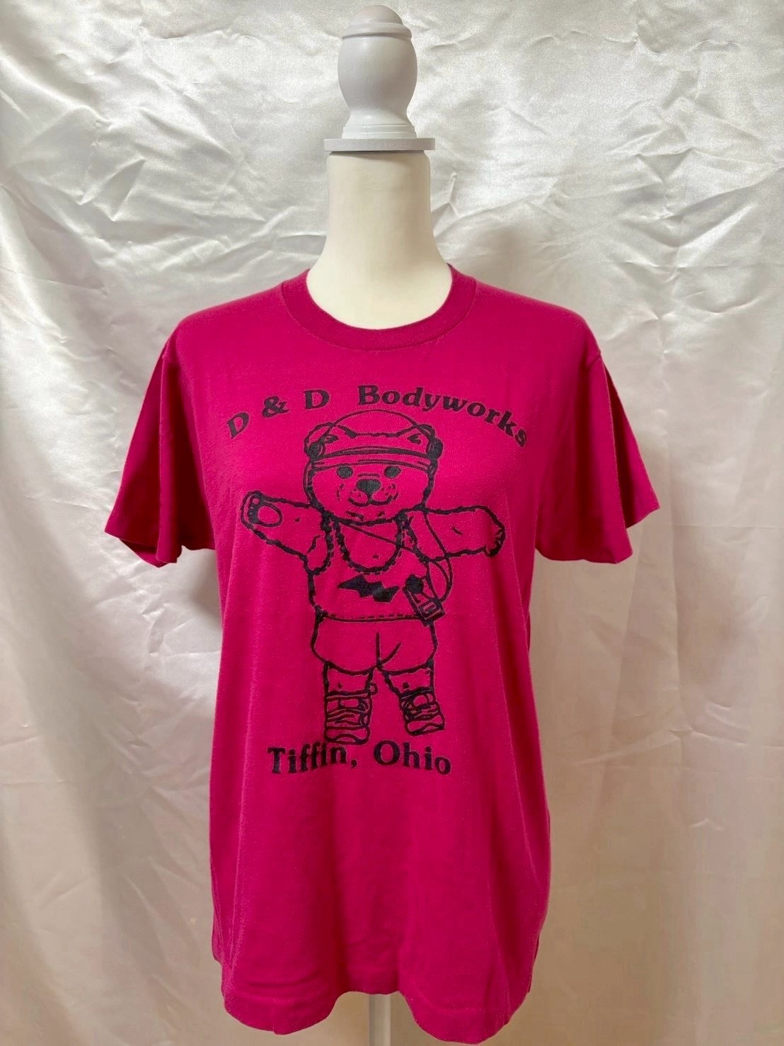 Vintage 1980s Teddy Bear Graphic T shirt Pink Made in USA SizeL Kawaii