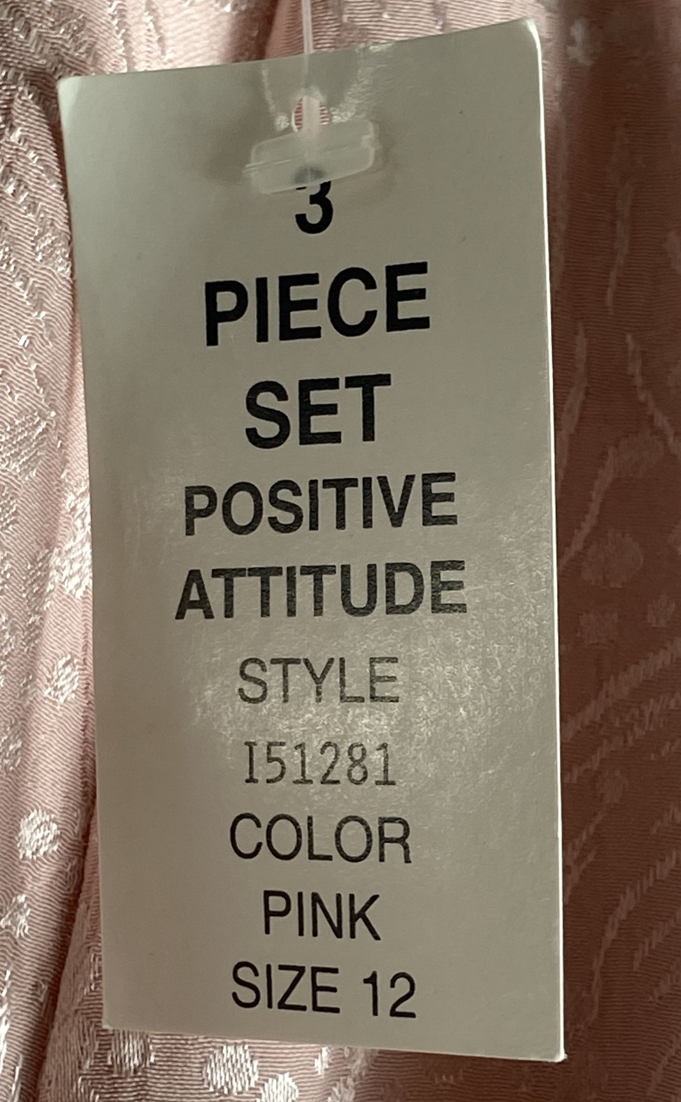 Positive Attitude Women’s Vintage 90s 3 Piece Pink Jacquard Suit Set Sz 12