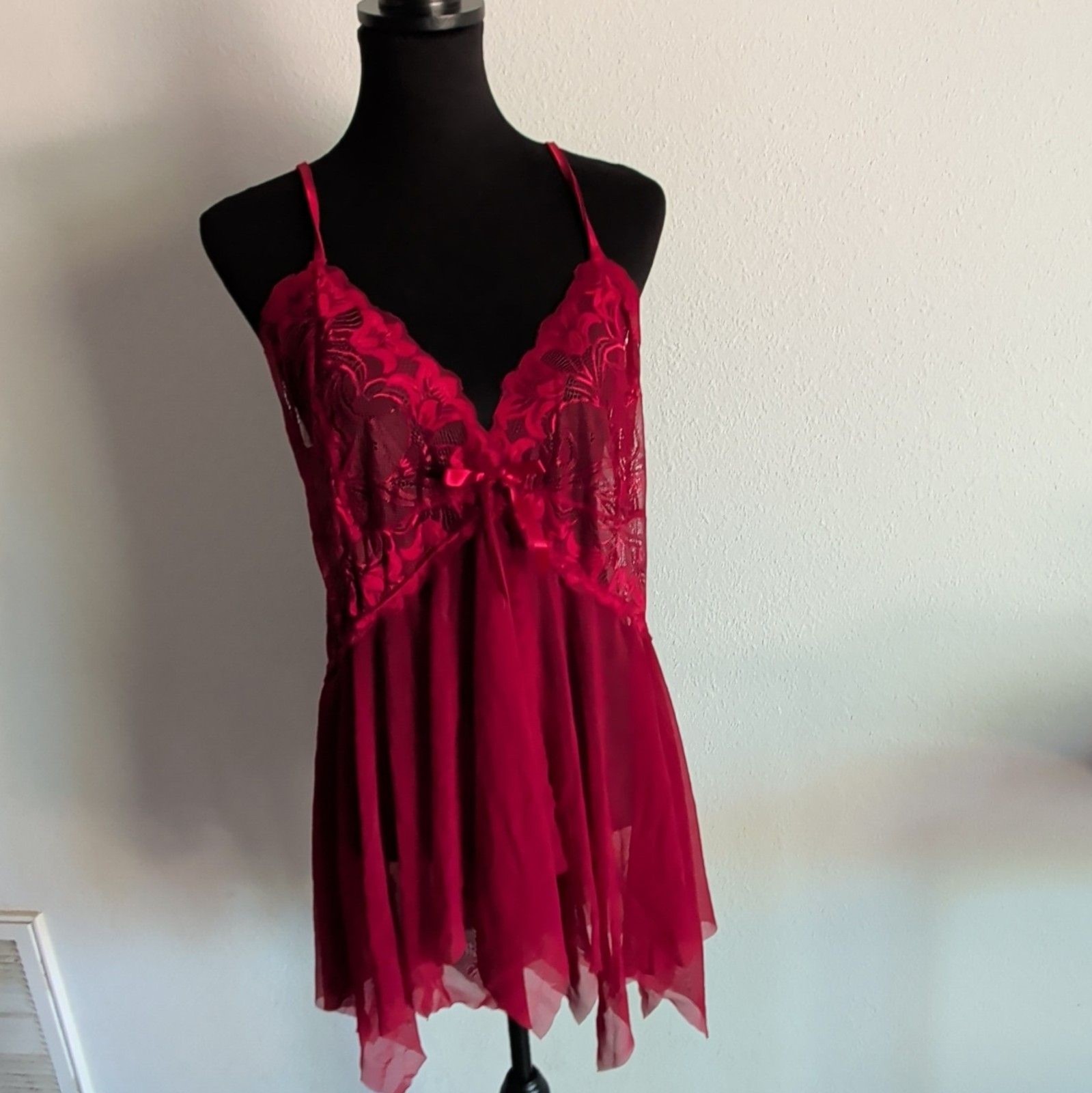 3XL Red Lace Nighty Adjustable Straps