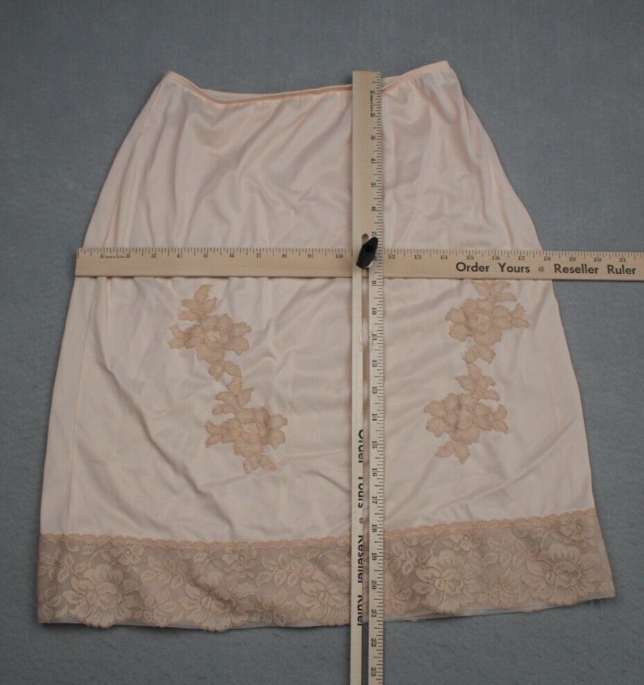 Vintage Sears Half Slip Womens Small Lace Nylon Skin Tone Floral Hem 1960s