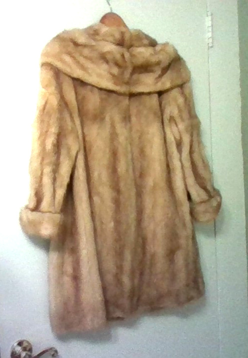Antique 1950s Blonde Mink Coat Lined Warm Knee Length Lining Needs Some Repairs