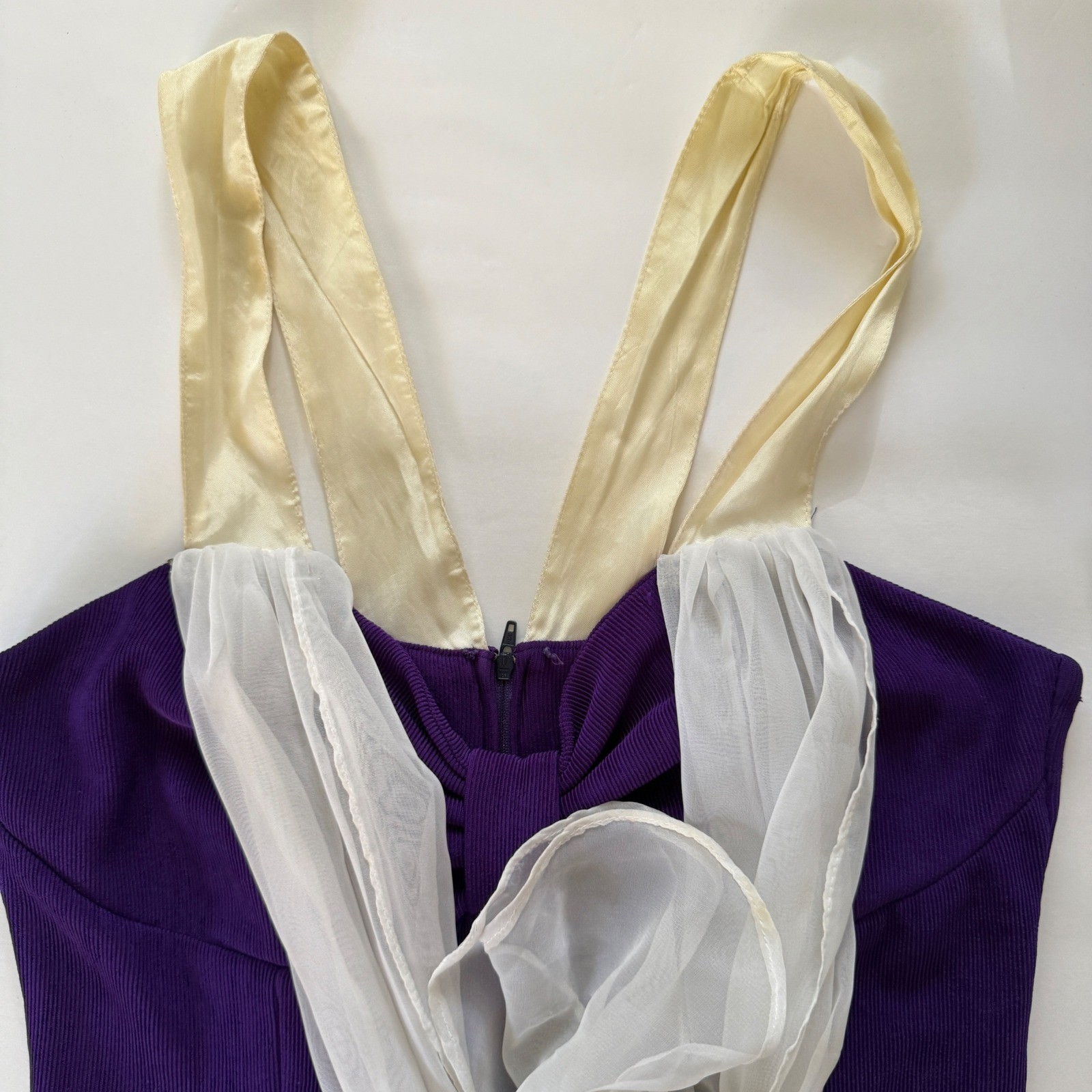 Vintage Basic Plus Womens Purple Bow Halter Fit Flare Dress Rhinestone Size 4