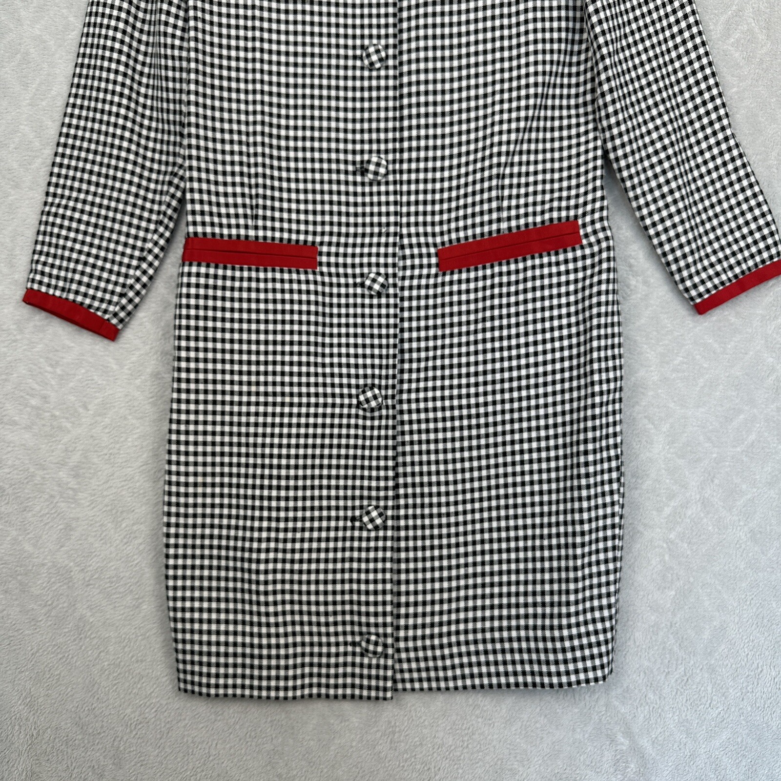 Vtg Gillian Dress 8 Gingham Sheath USA ILGWU Union 80s 90s Career Office Retro