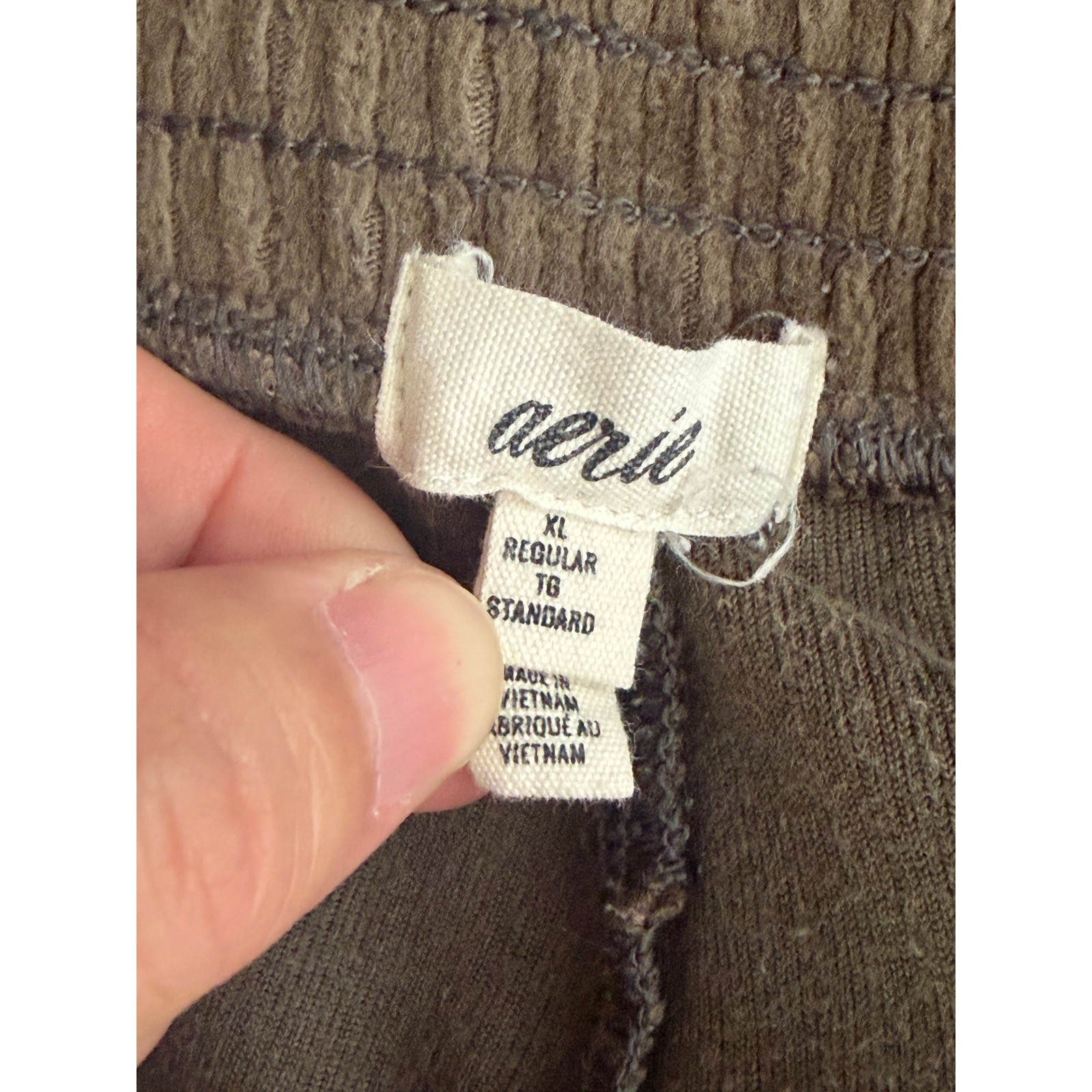 Aerie Rib Velour Flare Pants XL Olive Green Pull-On Stretch Retro Boho Groovy