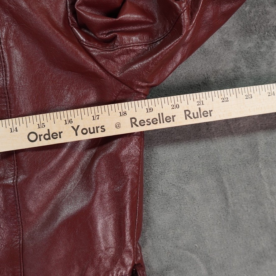 VTG Etienne Aigner Leather Trench Coat Womens 10 Burgundy Maroon Double Breasted