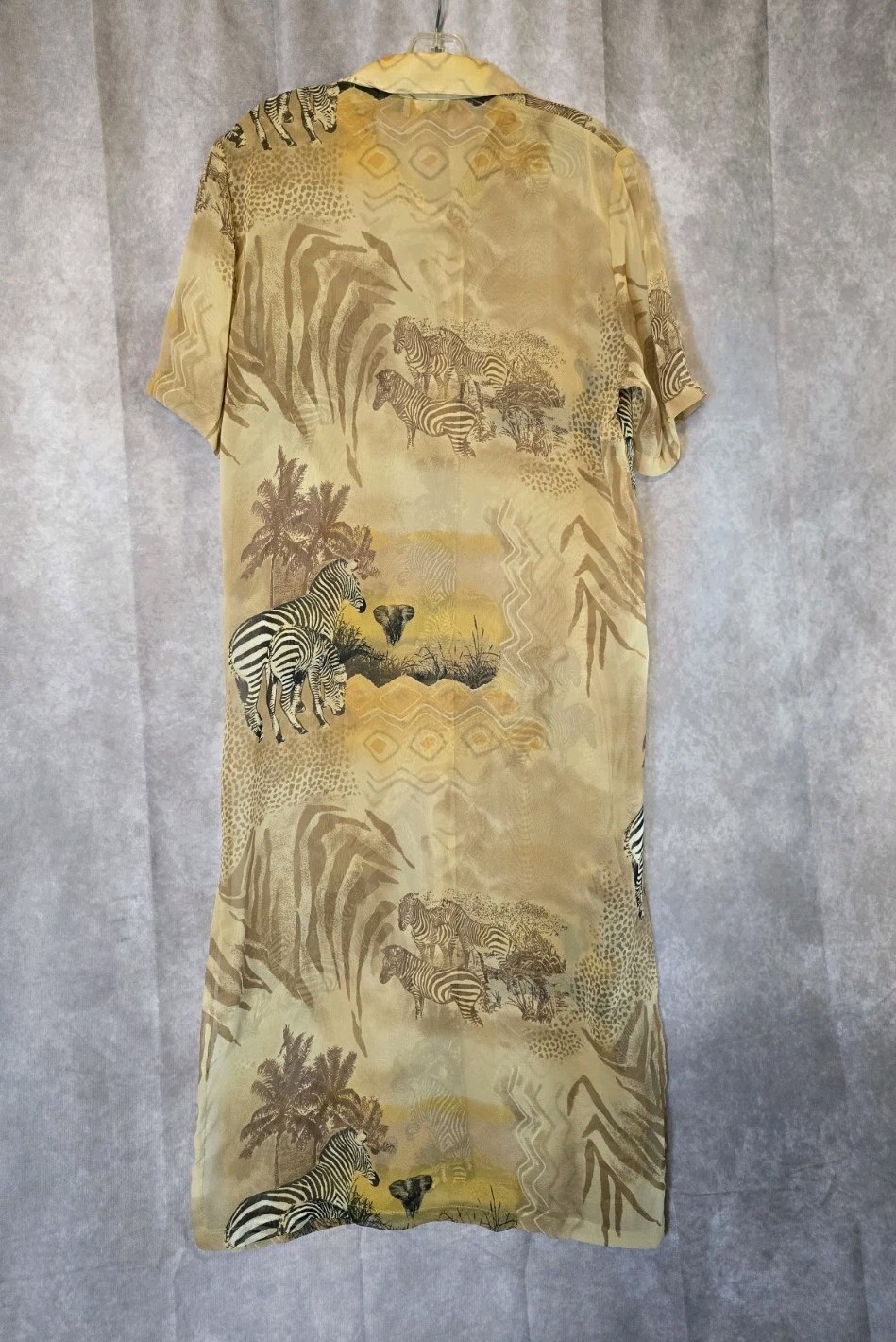 Sea Suns Vtg 80s Sheer Safari Themed Maxi Shirt Dress/ Cover Up Size S