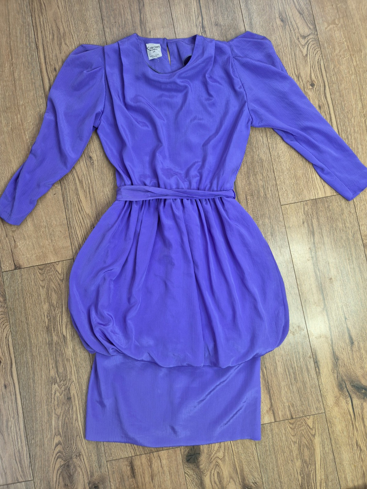 Vintage 80s prom dress size S purple color pleated baloon Carolin Muoti Hovi