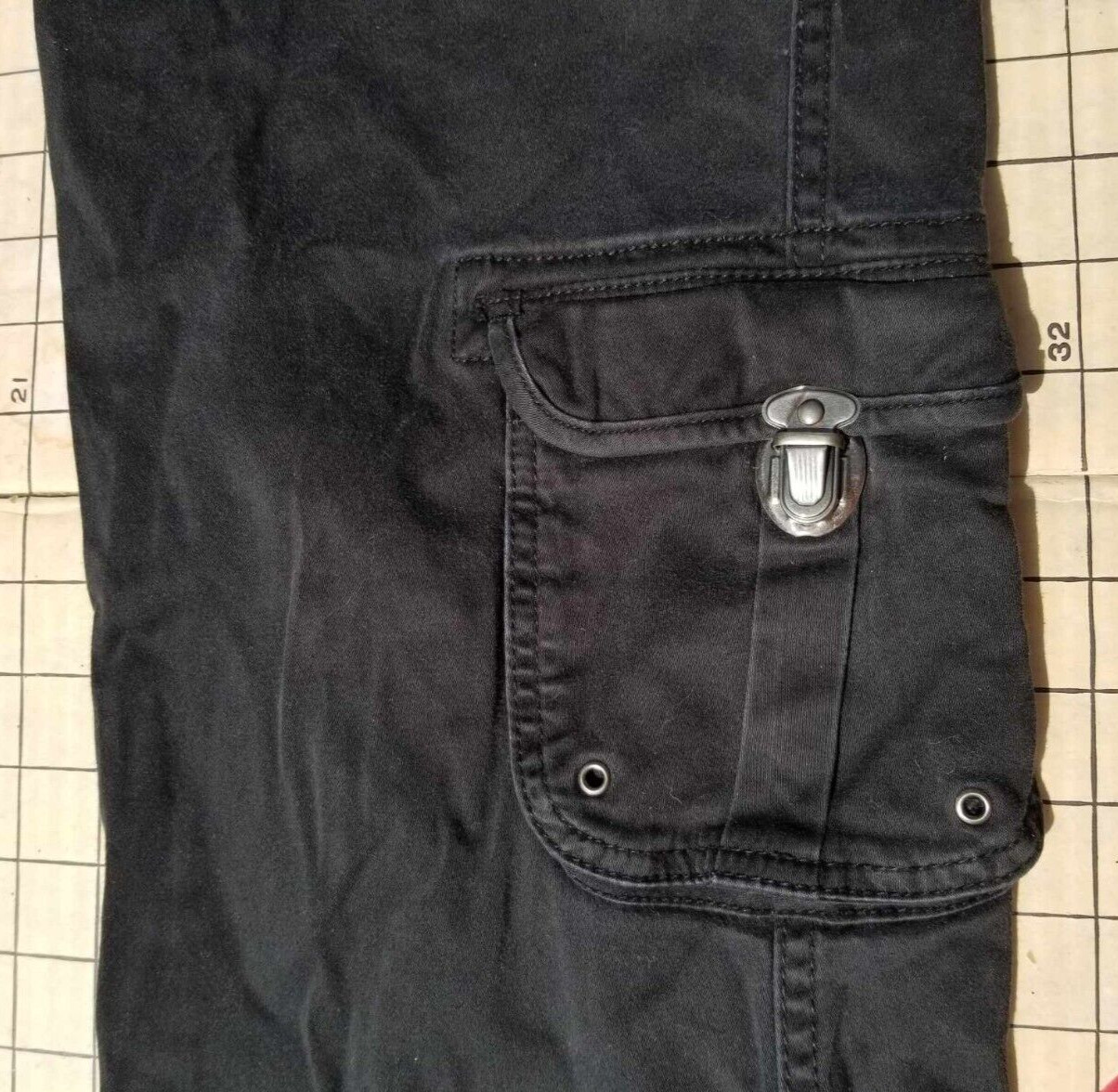 VINTAGE RED RIVET JEANS Black Size 16 Cargo Pockets 1990’s Emo Goth Punk