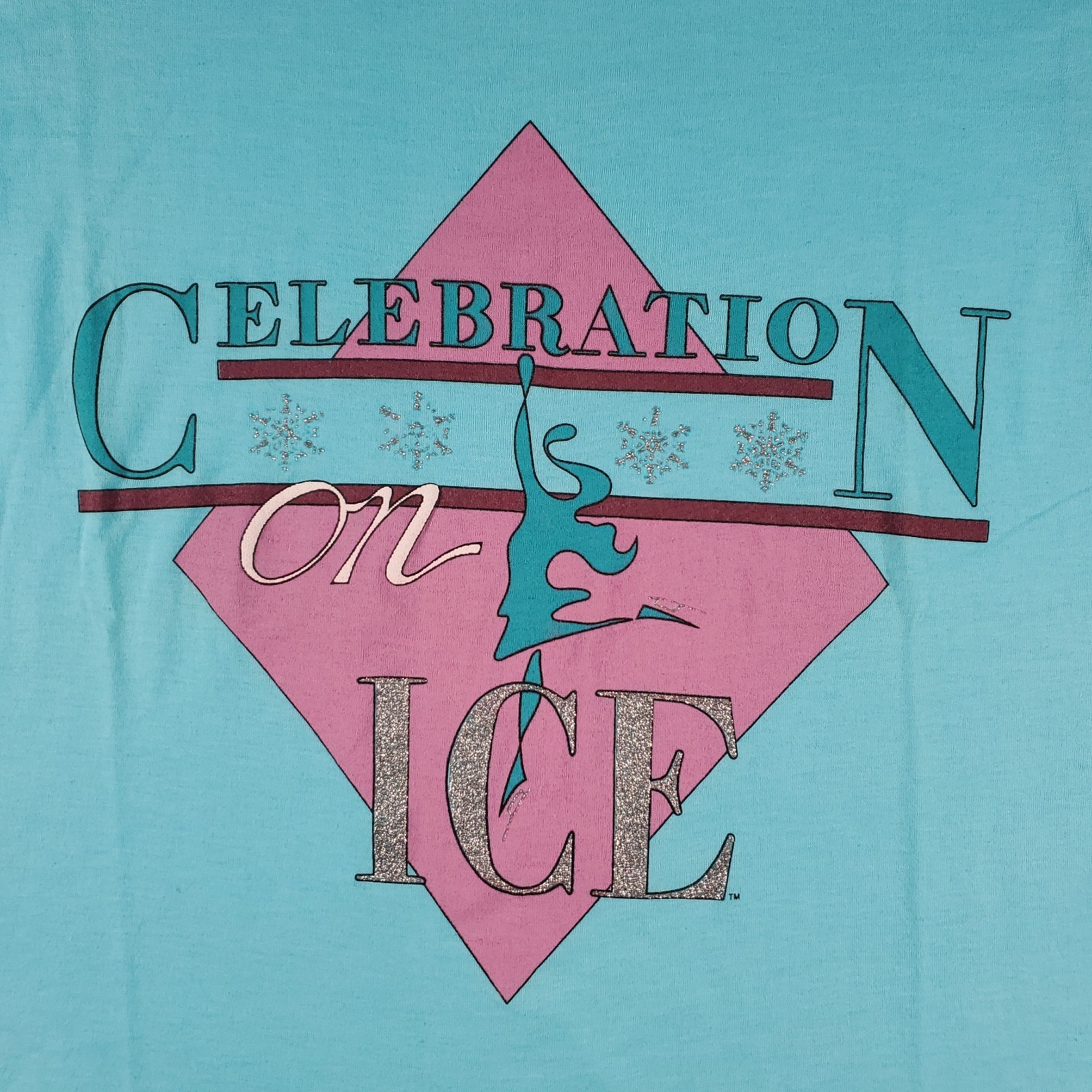 Vintage 1987 Celebration On Ice Skating T Shirt Blue Medium Screen Stars READ