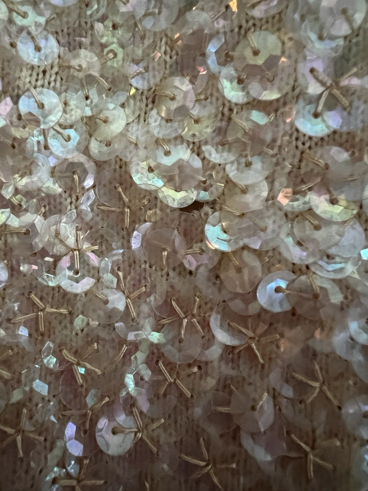 Vintage 60’s Valentina Ltd Beaded Sequin Shell Top Iridescent Cocktail Shimmer M