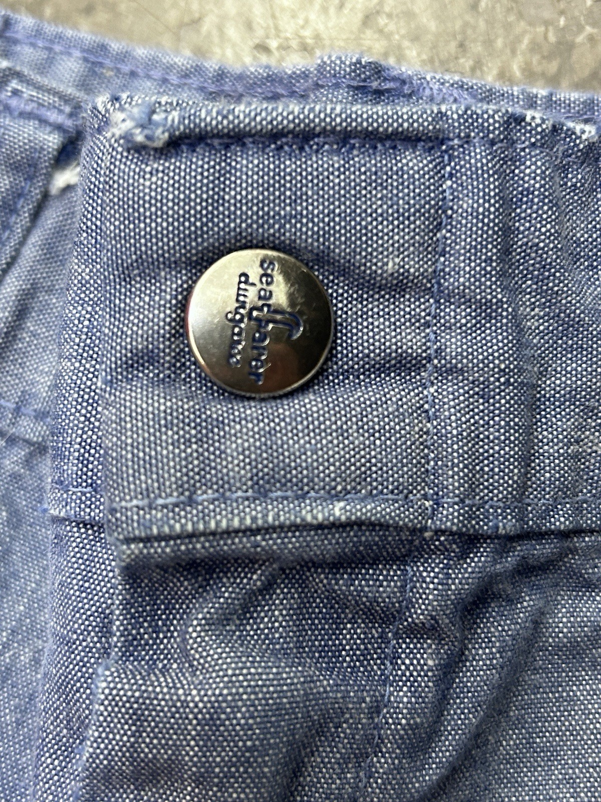 Vintage 70s US Navy Seafarer Bell Bottom Denim Dungarees High Rise 24×28