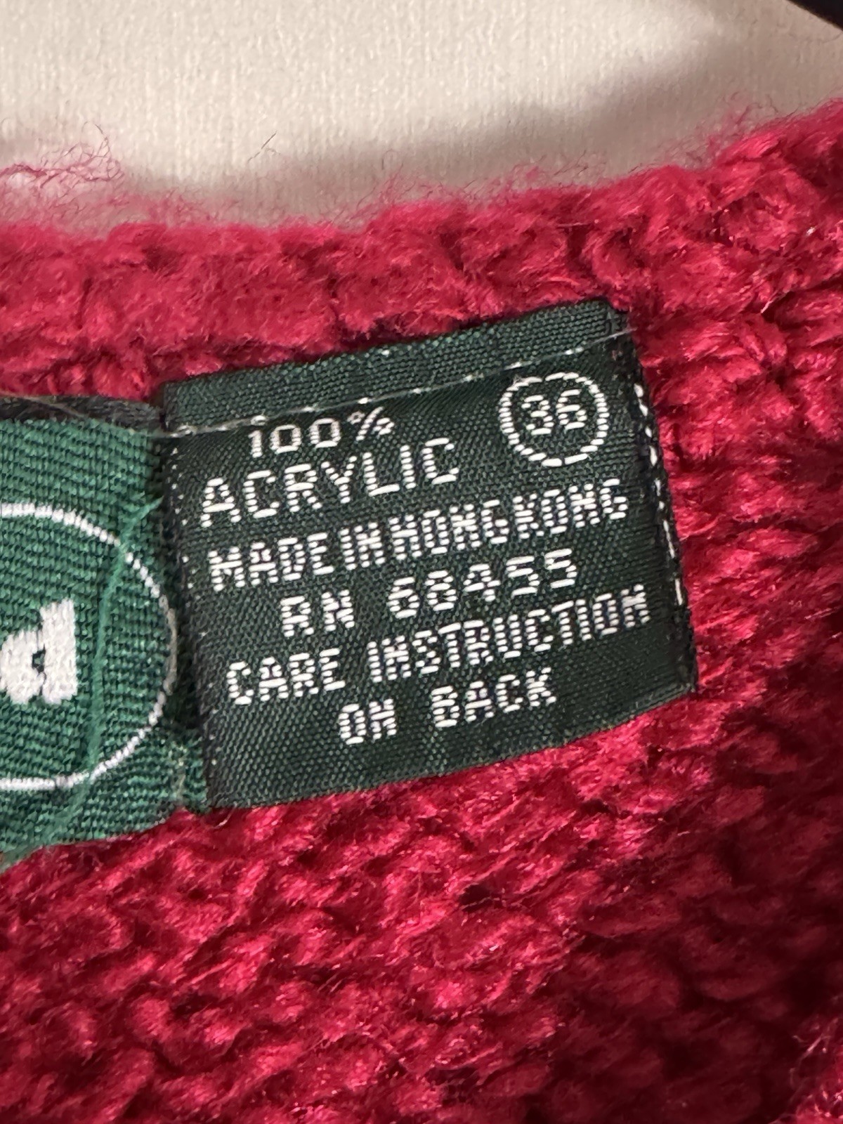 Vintage Red Carrol Reed Button Up Cardigan Acrylic Sweater