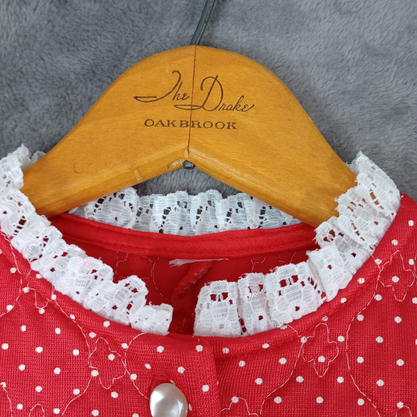 Vintage House Dress Robe 50s 60s Red Flower Groovy Poly XS SMALL READ !