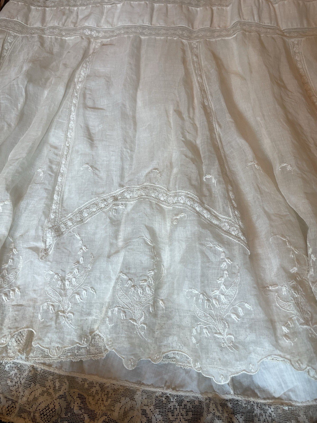 White Cotton Petticoat Slip Underskirt with Lace Hem, Lingerie Dress Style