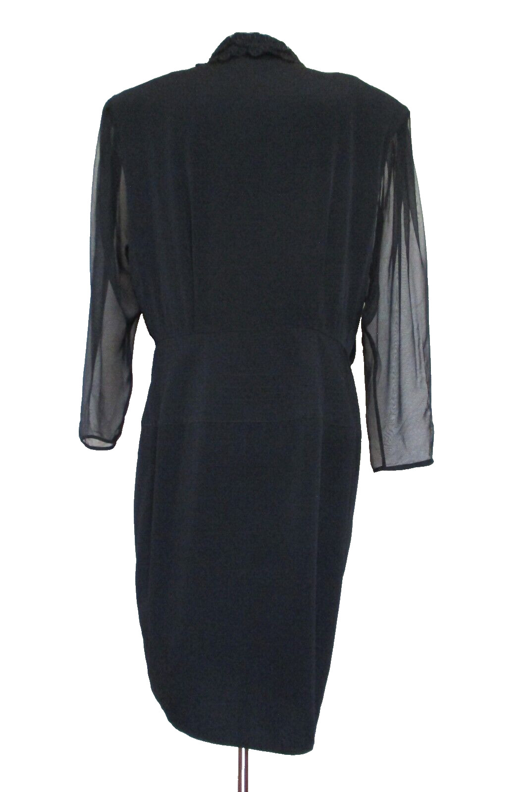 Vintage Barbara Barbara Woman Wrap Dress Sz 20 Women Black Embroidered Collar